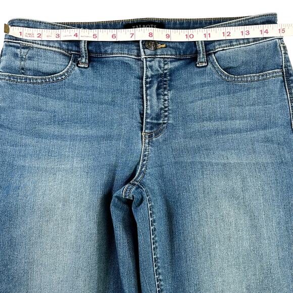 Talbots Petite Cropped Jeans Size 6P Blue Nautical Ankle Button Stone Wash Denim - Picture 10 of 11